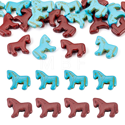 20Pcs 2 Colors Synthetic Turquoise Dyed Horse Beads G-TA0003-18C-1