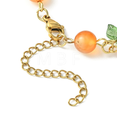 Fruit Autumn Theme Natural Carnelian Beaded Bracelets BJEW-TA00333-1