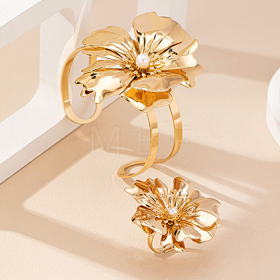 Flower Alloy Cuff Bangles & Cuff Rings Sets for Women FS-WGC4226-01-1