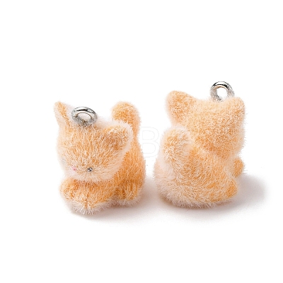 Animal Flocking Resin Pendants RESI-A049-03A-1