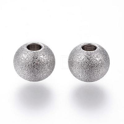 201 Stainless Steel Textured Beads STAS-P108-05-1