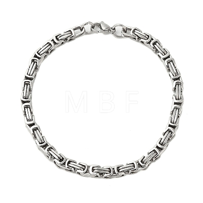 Non-Tarnish 304 Stainless Steel Byzantine Chain Bracelets BJEW-B093-05P-1