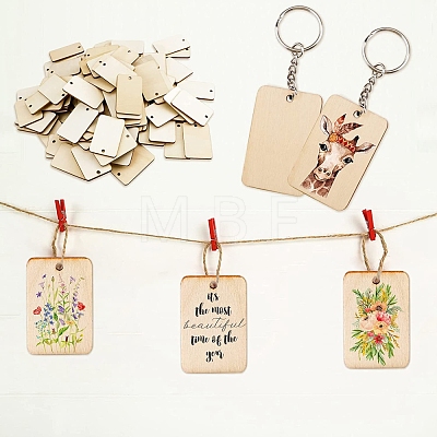 DIY Sublimation Printing Wood Charm Keychain Making Finding Kits WOCR-PW0001-180A-1