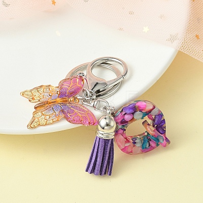 Resin Letter & Acrylic Butterfly Charms Keychain KEYC-YW00001-17-1