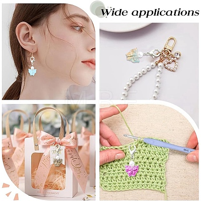 20Pcs Transparent Glass & ABS Plastic Pearl Butterfly Pendant Decorations HJEW-YW00269-1
