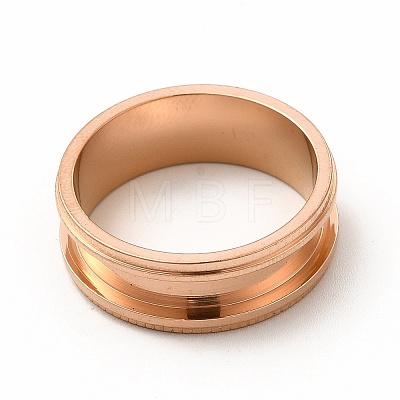 201 Stainless Steel Grooved Finger Ring Settings STAS-P323-10RG-1