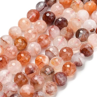 Grade A Natural Red Hematoid Quartz/Ferruginous Quartz Beads Strands G-L642-F03-10mm-1