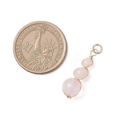 Natural Green Aventurine & Rose Quartz & Amethyst & White Jade & Carnelian & Quartz Round Beaded Pendants PALLOY-JF04700-1