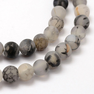 Frosted Natural Agate Beads Strands X-G-F376-8mm-1
