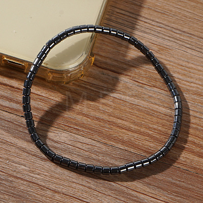 Synthetic Non-magnetic Hematite Beads Stretch Bracelets for Men PE4341-1