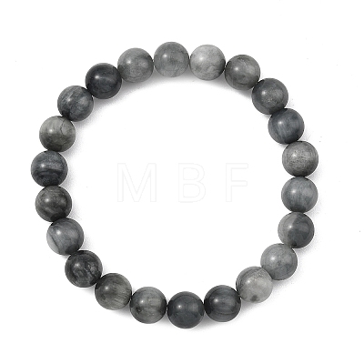 Natural Eagle Eye Stone Round Beads Stretch Bracelets for Women Men BJEW-JB13859-1