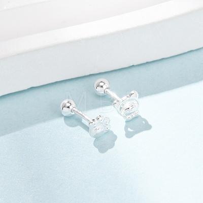 S999 Fine Silver Stud Earrings EJEW-C179-03S-1