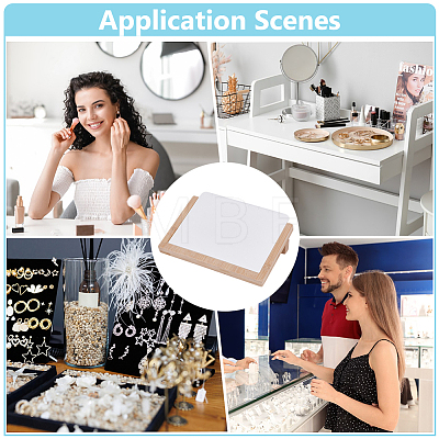 Rectangle Wooden Slant Back Jewelry Display Stands with Imitation Leather Mat for Earrings Necklaces ODIS-WH0079-114A-1