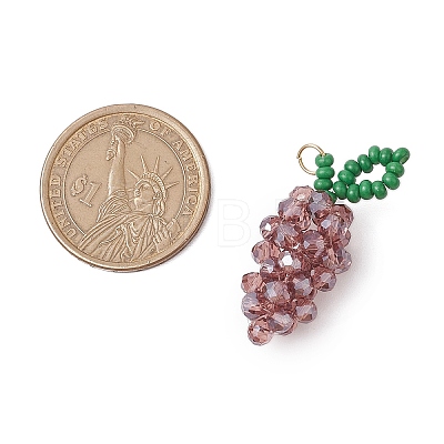 Handmade Glass Beaded Grape Pendants PALLOY-MZ00489-03-1