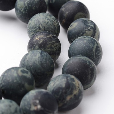 Frosted Round Natural Kambaba Jasper Bead Strands G-J346-30-10mm-1