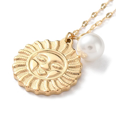 Golden Stainless Steel Pendant Necklace SA1727-2-1