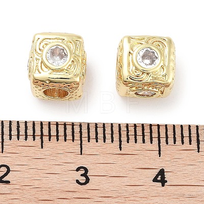 Brass Micro Pave Cubic Zirconia Beads KK-C051-28G-03-1