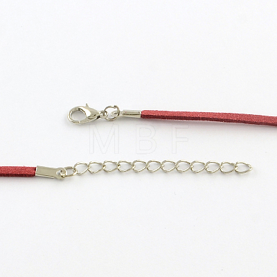 2mm Faux Suede Cord Necklace Making with Iron Chains & Lobster Claw Clasps NCOR-R029-06-1