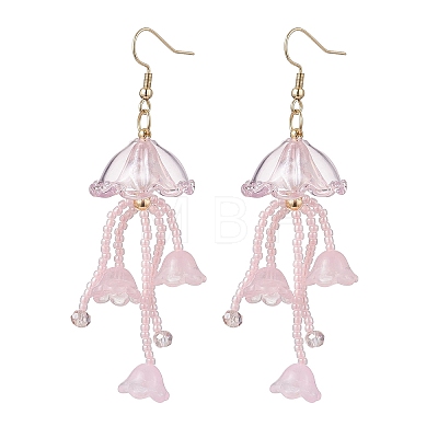 Jellyfish Acrylic & Glass Seed Bead Dangle Earrings EJEW-MZ00665-03-1