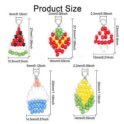 30Pcs 5 Styles Baking Paint Glass Seed Beaded Pendants FIND-CA0006-25-1