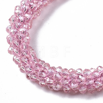 Faceted Transparent Glass Beads Stretch Bracelets BJEW-S144-002C-05-1