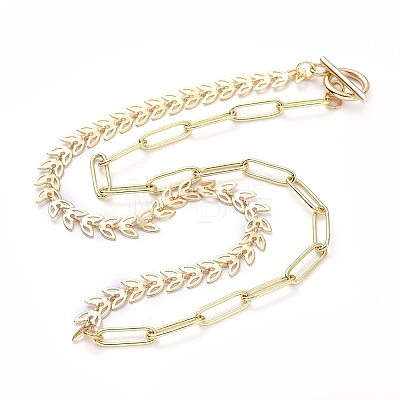 Brass Paperclip Chain/Cobs Chain Necklaces X-NJEW-JN02781-02-1