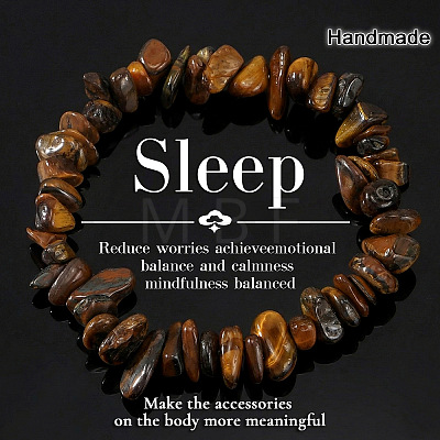 Natural Tiger Eye Chip Beaded Stretch Bracelets JI5766-21-1
