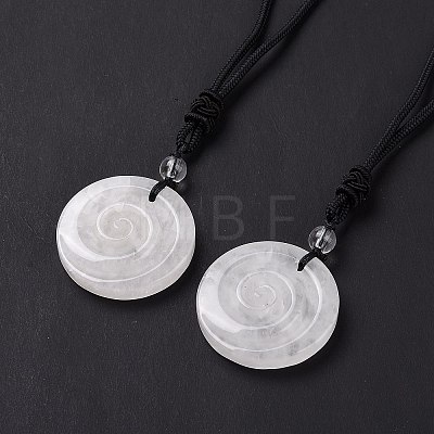 Adjustable Natural Quartz Crystal Vortex Pendant Necklace with Nylon Cord for Women NJEW-L171-05F-1