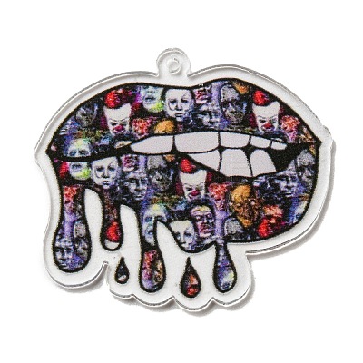 Halloween Theme Printed Acrylic Pendants OACR-P026-B01-1