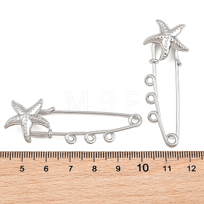 Starfish 304 Stainless Steel Safety Pins Brooch Findings SA-CBA098D-16I-P03-1