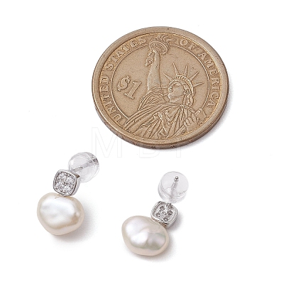 Natural Pearl Ear Studs EJEW-P286-33P-1