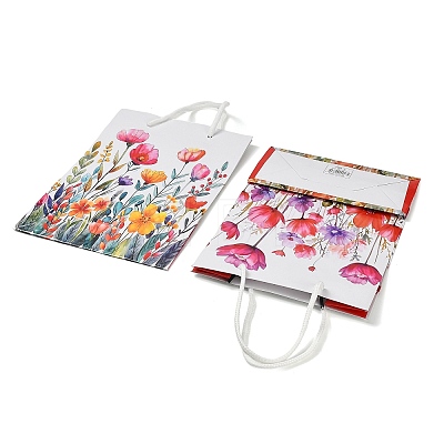 Flower Printed Paper Gift Bags with Handles CARB-F014-02-1