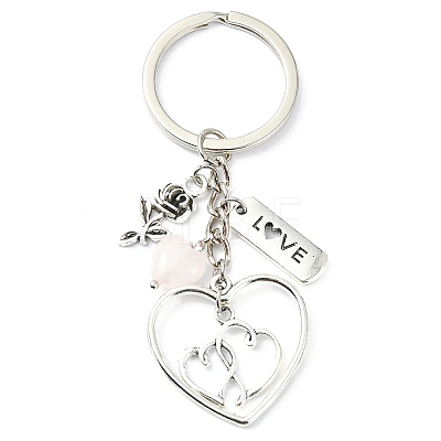 Natural Rose Quartz Keychain KEYC-JKC01081-01-1