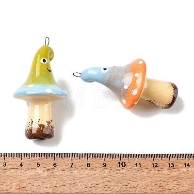 Autumn Theme Smiling Mushroom Porcrlain Big Pendants PORC-C012-01-1