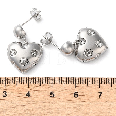 Heart Brass Stud Earrings Findings EJEW-A045-10P-1