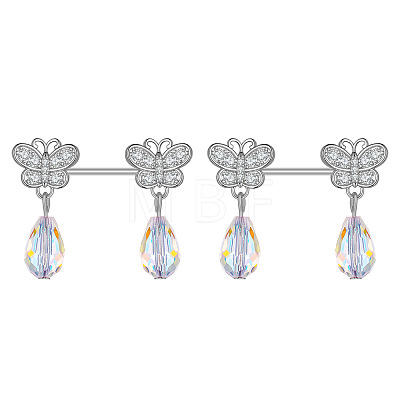 304 Stainless Steel Cubic Zirconia Nipple Rings WG0A897-06-1