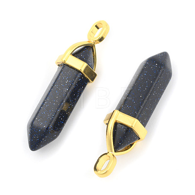 Synthetic Blue Goldstone Double Terminated Pointed Pendants G-G902-C12-1