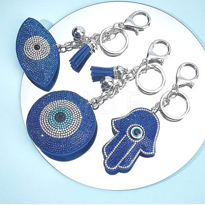 3Pcs 3 Style Alloy Rhinestone Pendant Keychains KEYC-CA0001-27-1