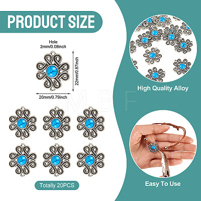 Tibetan Style Alloy with Resin Imitation Turquoise Connector Charms FIND-TAC0035-47AS-05-1