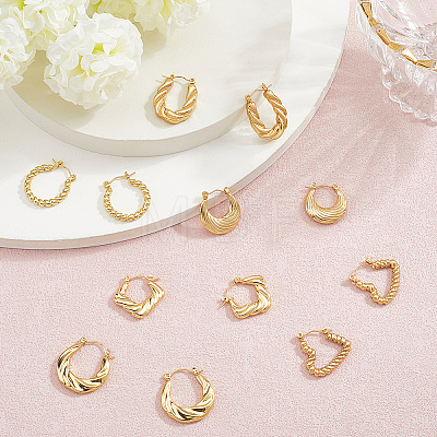 6 Pairs 6 Style 304 Stainless Steel Hoop Earrings for Women EJEW-BBC0001-96-1