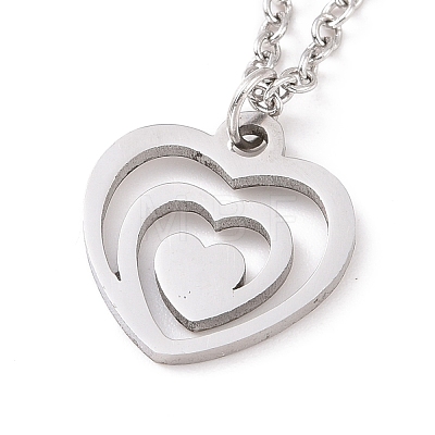 304 Stainless Steel Heart Pendant Necklaces NJEW-JN03518-01-1