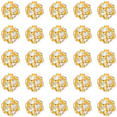 120Pcs Brass Rhinestone Beads KK-PA0001-26G-1