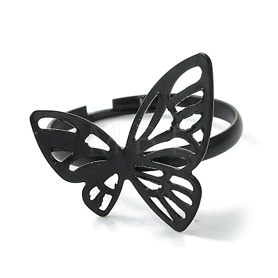 Hollow Butterfly Alloy Adjustable Rings for Women RJEW-K275-50EB-1