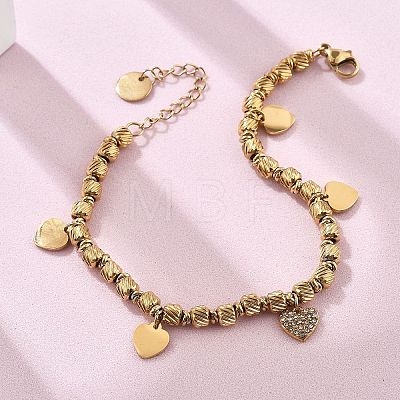 Punk Style 304 Stainless Steel Column Link Charm Bracelets for Women BJEW-C089-14G-1