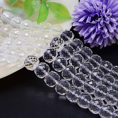 Faceted Flat Round Imitation Austrian Crystal Bead Strands G-M186-8x6mm-01A-1