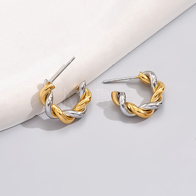 Two Tone Twist C-Shaped 316L Surgical Stainless Steel Stud Earrings FS-WG8645D-03-1
