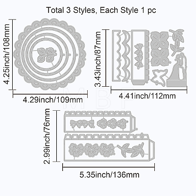 3Pcs 3 Styles Carbon Steel Cutting Dies Stencils DIY-WH0309-656-1