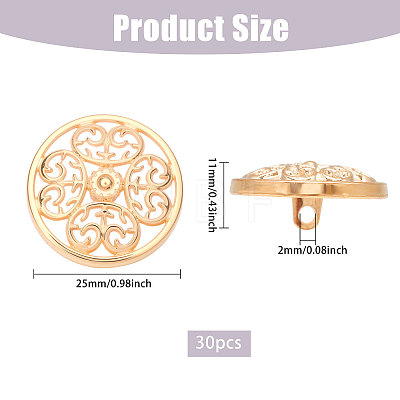 30Pcs 1-Hole Alloy Buttons BUTT-CA0001-33-1