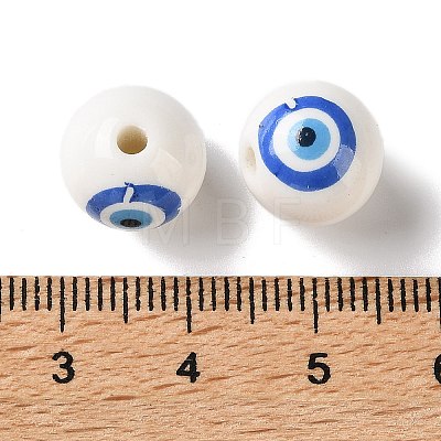 White Base Blue Evil Eye Hand Painted Ceramic Porcelain Beads PR-CBA3F2D-04A-1