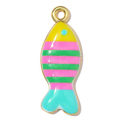 Printed Brass with Enamel Pendants KK-OY001-78G-01-1